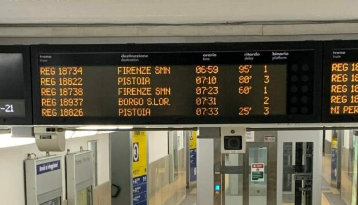 Ritardi treni 21 dicembre 2021, foto da Facebook Comitato pendolari Valdarno direttissima 1-3